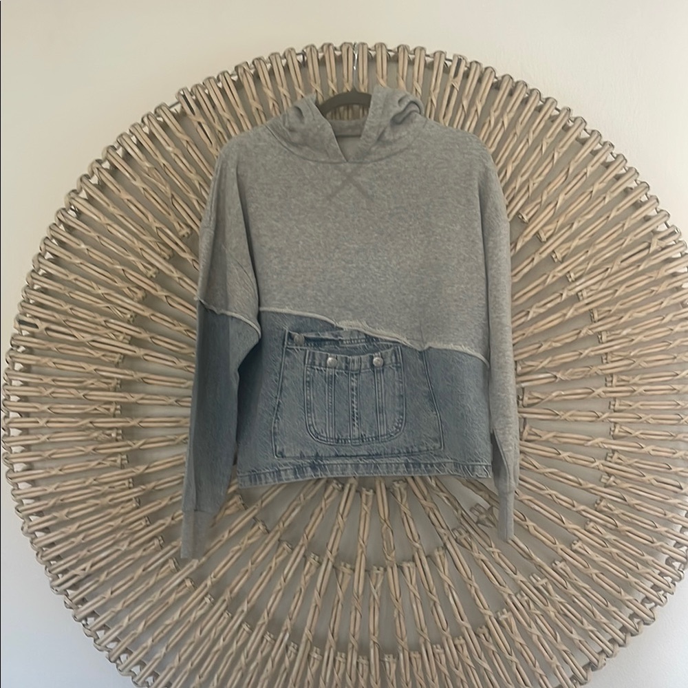 Gray and Blue Women's Hoodie